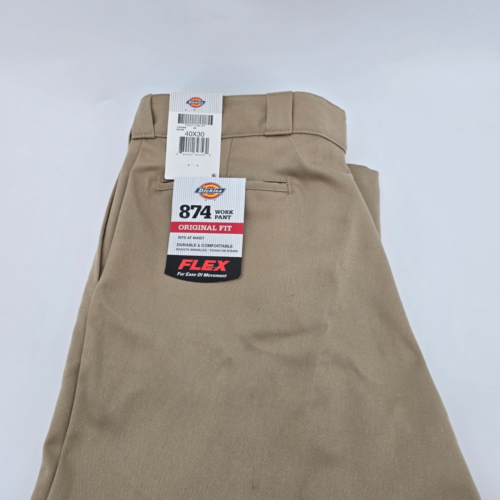 Dickies 874 Work Pant Mens Flex Original Fit Khaki 40X30 NWT